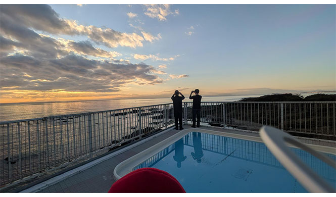 ホテル自慢の夕焼け風景